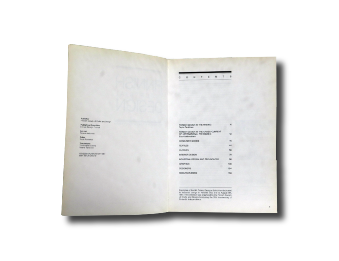 Finnish Industrial Design table of contents