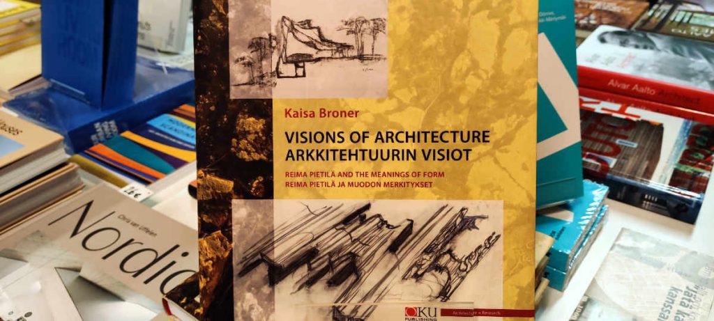 Kaisa Bronerin Reima Pietilä -kirja esillä bookm-ark.pro-arkkitehtuurikirjakaupassa.