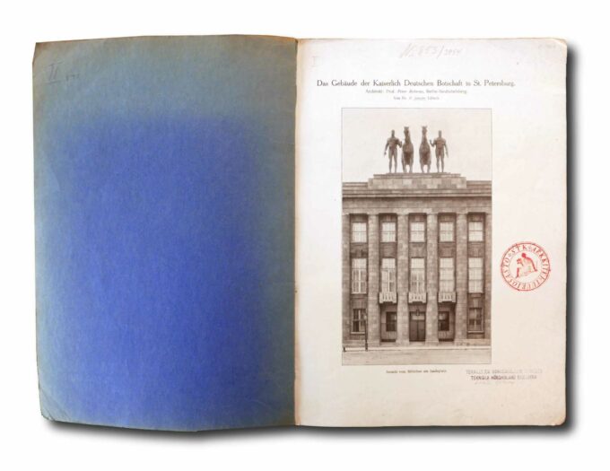 Sample spread of the publication "Prof. Peter Behrens - Die Deutsche botschaft in St. Petersburg von Dr. Schaefer, Lübeck"