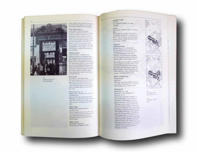 Photo showing a sample spread of the book Arcades – The History of a Building Type