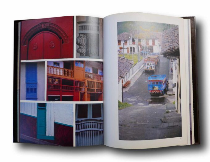 Photo showing a sample spread of the book Arquitectura de la Colonización Antioqueña