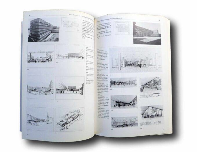 Photo showing a sample spread of the book Disegni di architetture