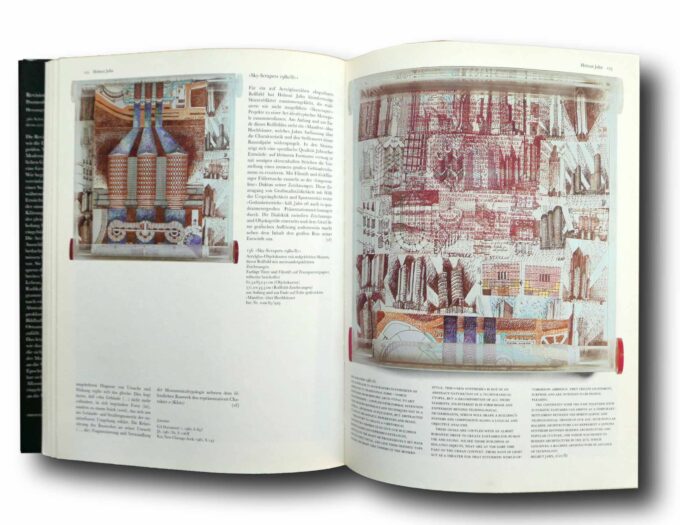 Photo showing a sample spread of the book Die Revision der Moderne: Postmoderne Architektur 1960–1980
