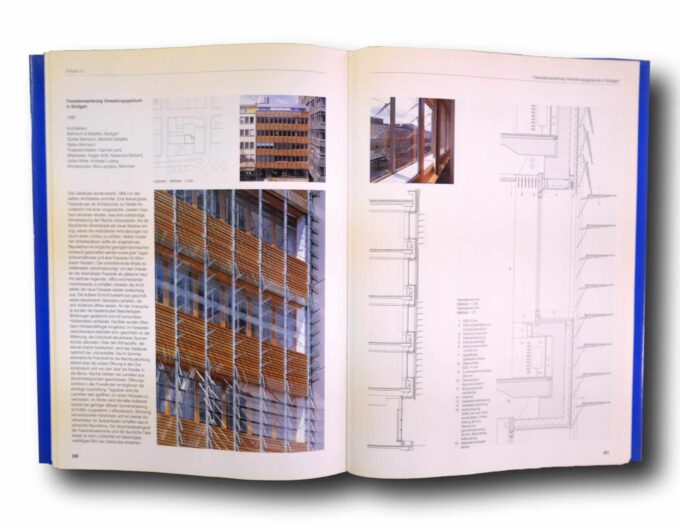 Photo showing a sample spread of the book Glasbau Atlas