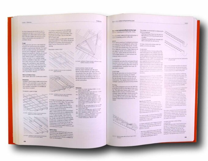 Photo showing a sample spread of the book Roof Construction Manual