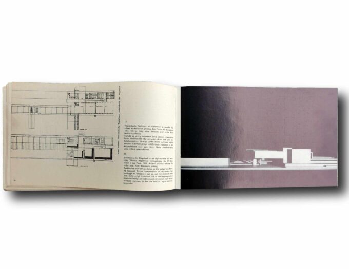 Photo showing a sample spread of the book Koulu rakentuu – Bygga skolor