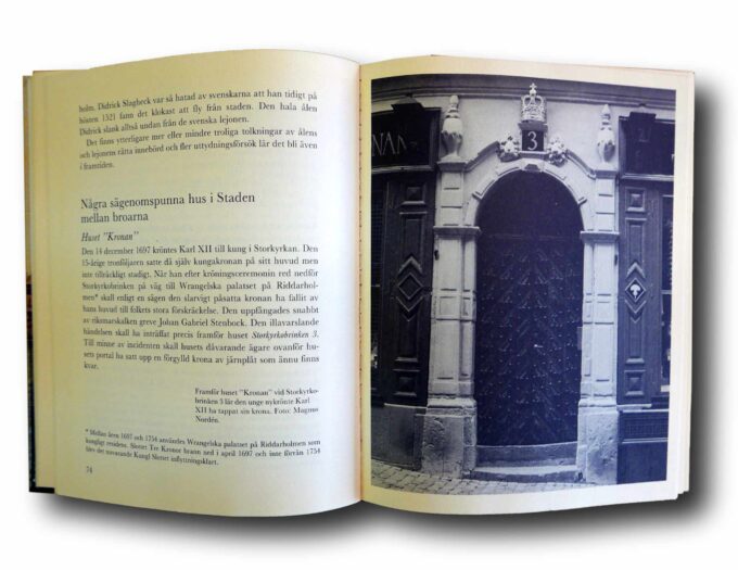 Photo showing a sample spread of the book Sällsamheter i Stockholm: Innerstaden