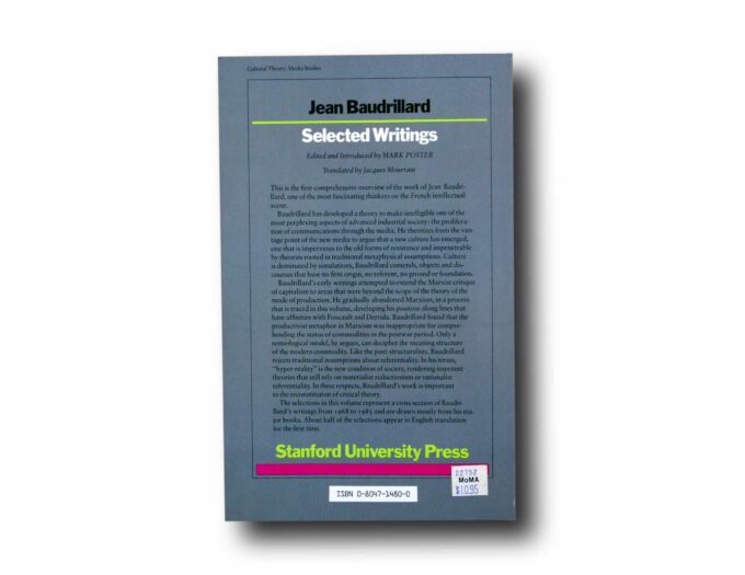 Photo showing a sample spread of the book Jean Baurdillard: Selected Writings