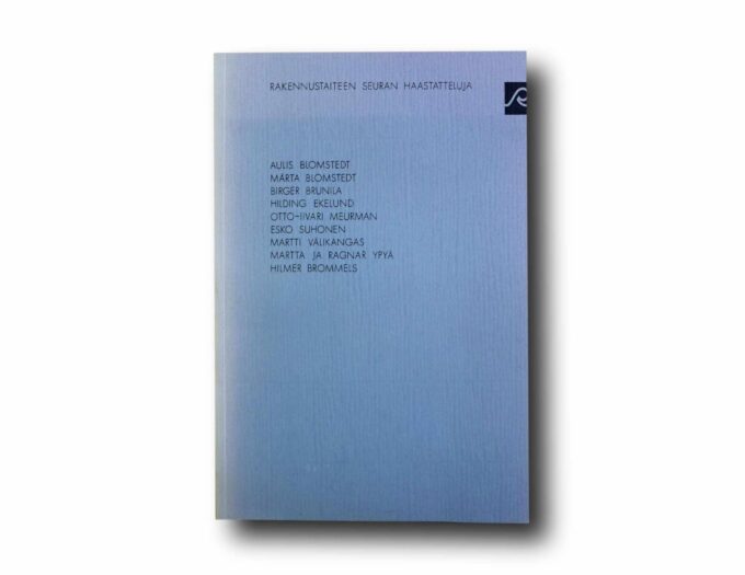 Rakennustaiteen-seuran-haastatteluja-kansi Photo showing the book Rakennustaiteen seuran haastatteluja