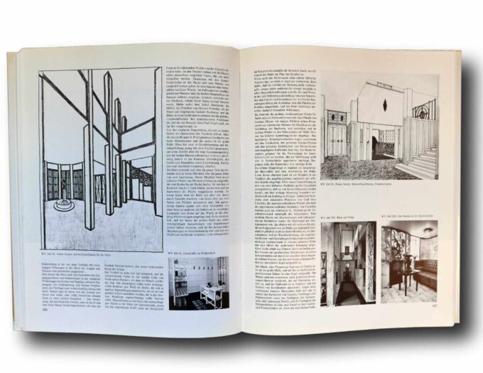 Photo showing a sample spread of the book Josef Hoffmann: Das architektonische Werk