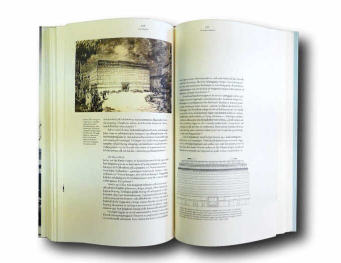 Photo showing a sample spread of the book Arkitekten Ivar Tengbom