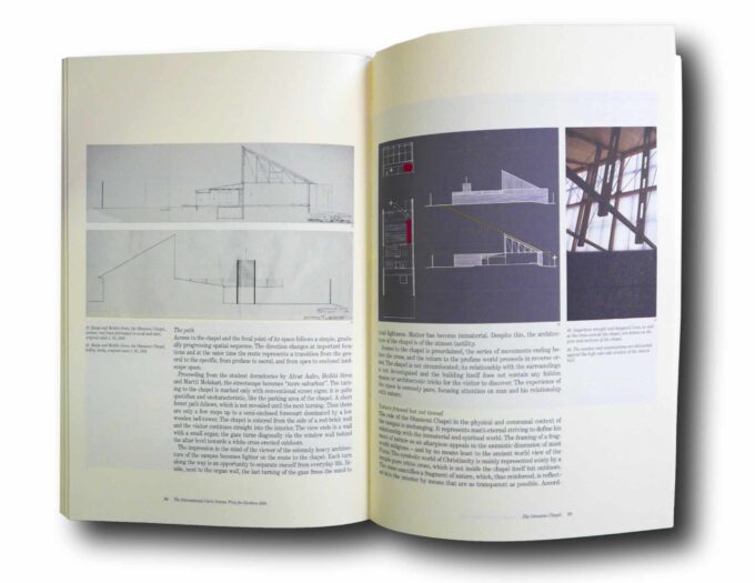 Photo showing a sample spread of the book The Otaniemi Chapel