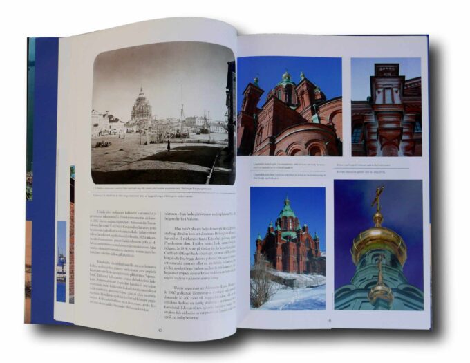 Photo showing a sample spread of the book Katajanokka – Skatudden