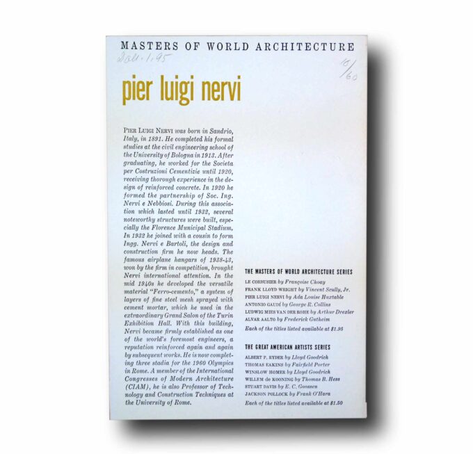 Photo showing a sample spread of the book Pier Luigi Nervi