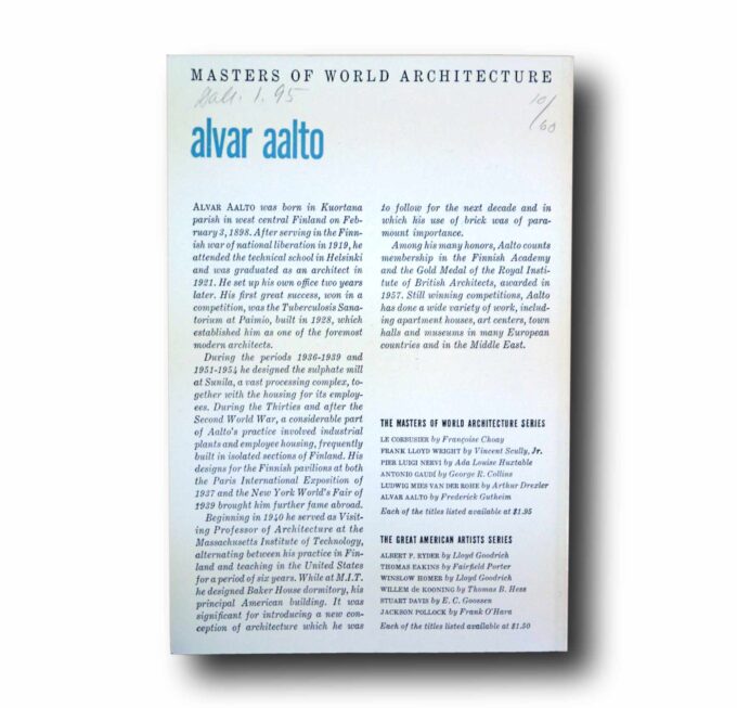 Photo showing a sample spread of the book Alvar Aalto