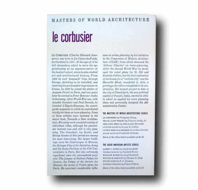 Photo showing a sample spread of the book Le Corbusier