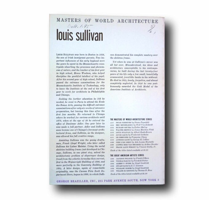 Photo showing a sample spread of the book Louis Sullivan