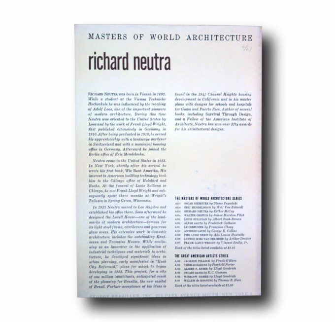 Photo showing a sample spread of the book Richard Neutra