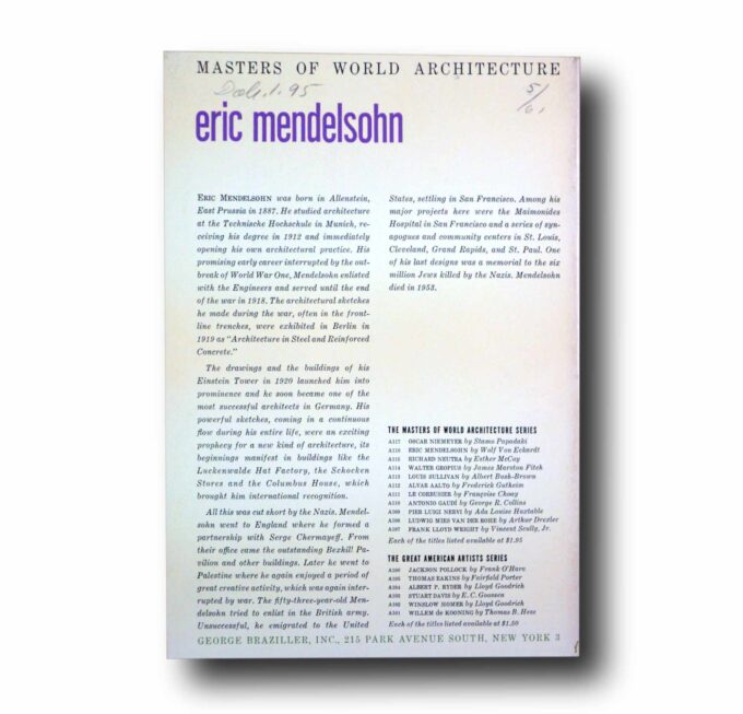 Photo showing a sample spread of the book Eric Mendelsohn