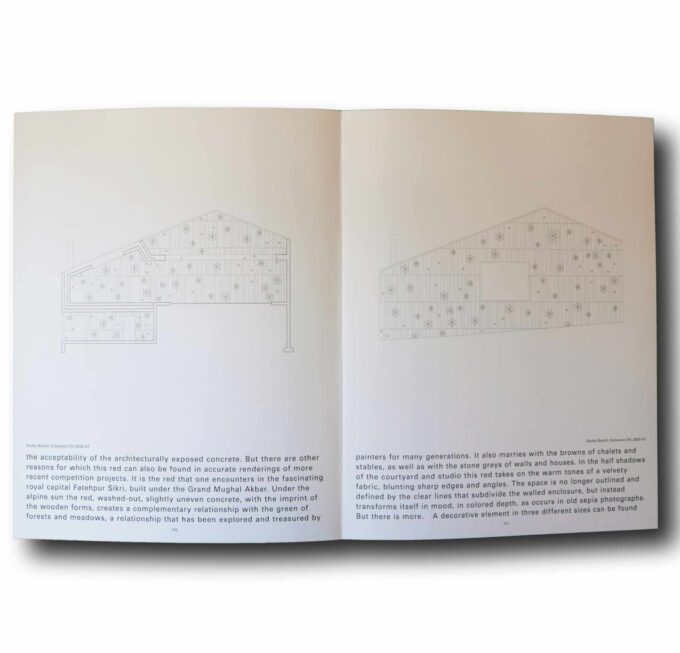 Photo showing a sample spread of the book Valerio Olgiati