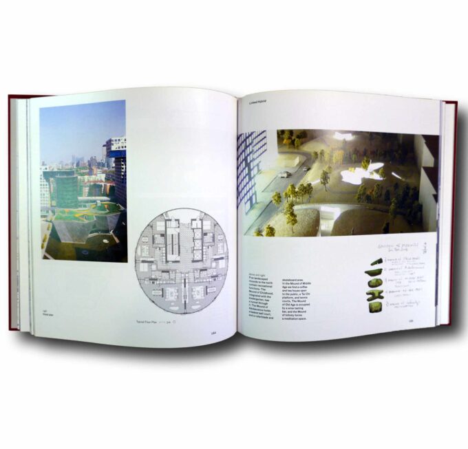 Photo showing a sample spread of the book Steven Holl: Urbanisms – Working with Doubt