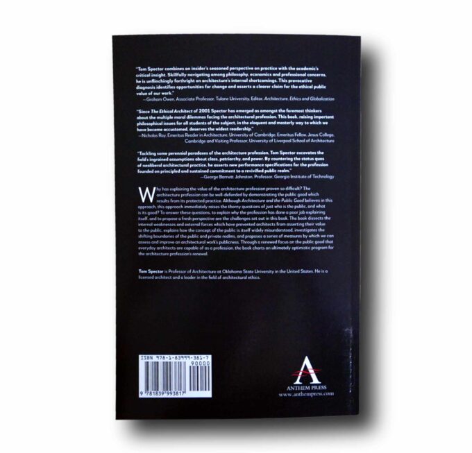 Photo showing a sample spread of the book Architecture and the Public Good