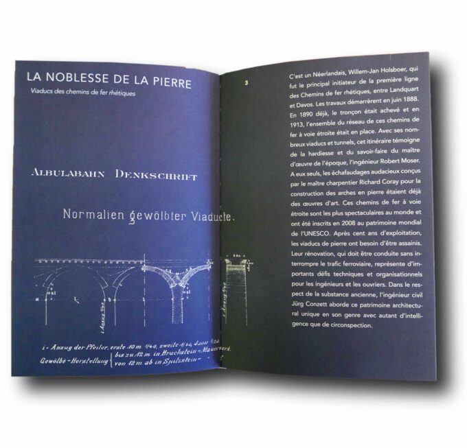 Photo showing a sample spread of the book Die Schweiz bauen – Building Switzerland