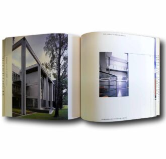 Photo showing a sample spread of the book Architecture Finlandaise Nouvelle / New Finnish Architecture / Neue Finnische Architektur